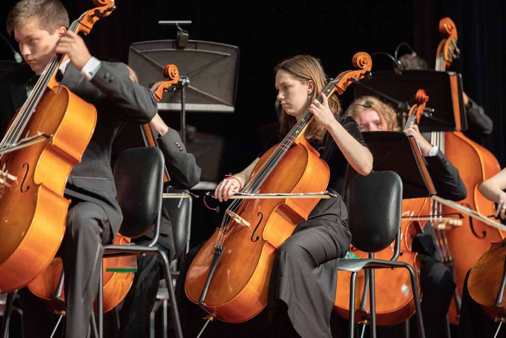 Cello playing in the Orchestral String Instrument section