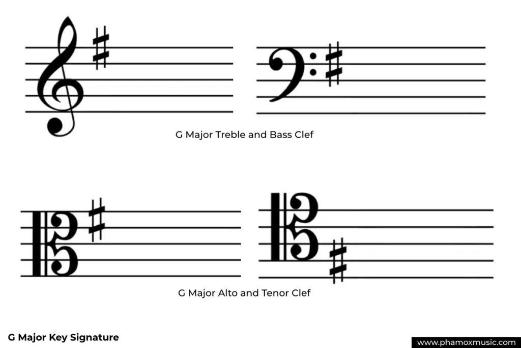 b major scale treble clef